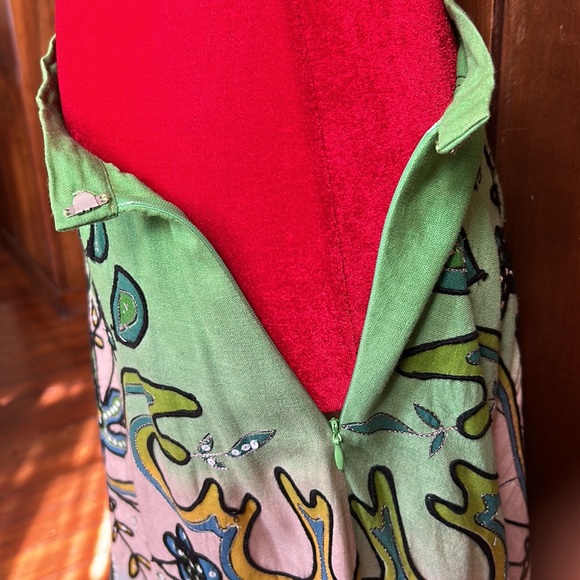 Vintage Bohemian Embroidered Sequined Linen Swing Skirt M - Picture 8 of 9